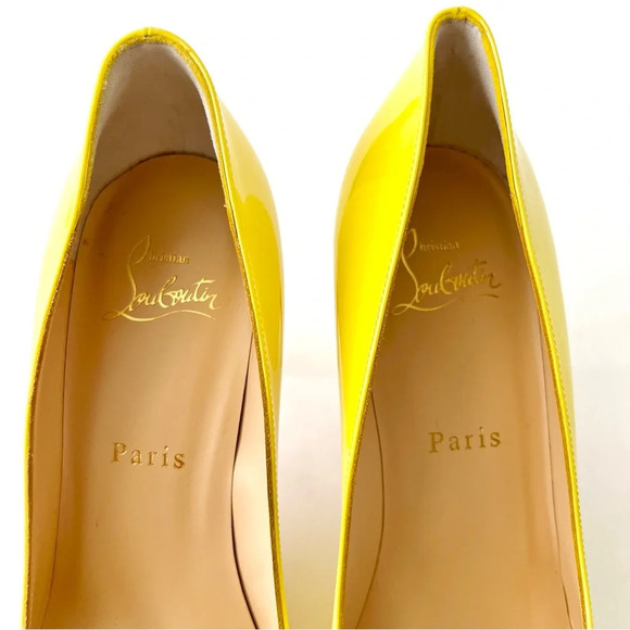 CHRISTIAN LOUBOUTIN | Pigalle Follies 85 Patent Leather Yellow Citronnade US 7 - Picture 7 of 15